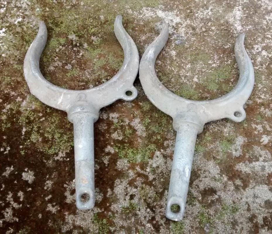Vintage Boat Oar Lock Pair Cast Galvanized Steel Nautical