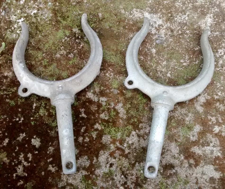Vintage Boat Oar Lock Pair Cast Galvanized Steel Nautical