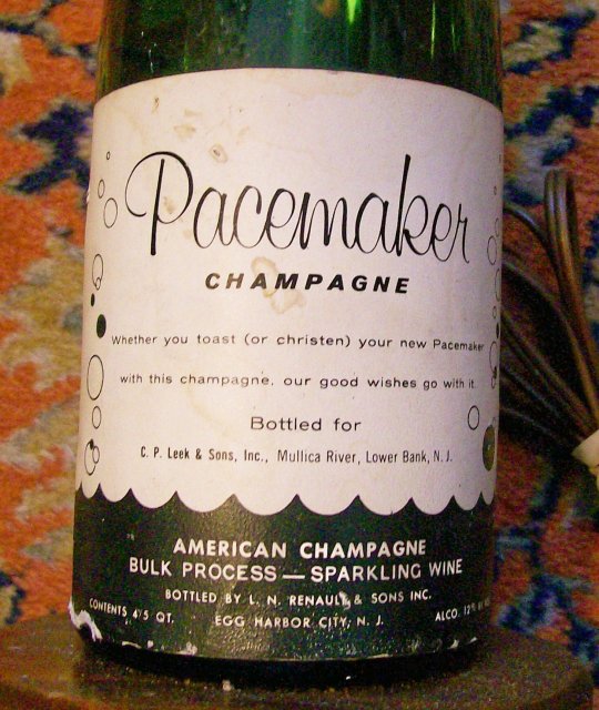Pacemaker Boat Christening Champagne Bottle Lamp 1950's Egg Harbor City NJ