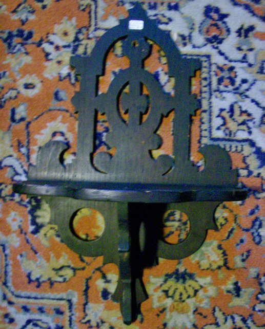 Victorian Bracket Shelf: Hand-Crafted Dark Walnut Wood 17.75