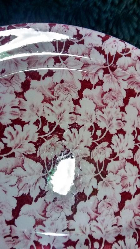 Mayer Arbor / King Pin Platter 40s-60s Restaurant China Red/White 12.5