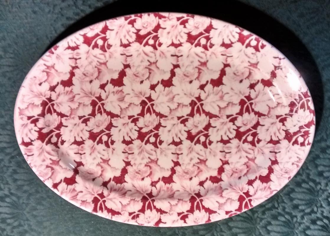 Mayer Arbor / King Pin Platter 40s-60s Restaurant China Red/White 12.5