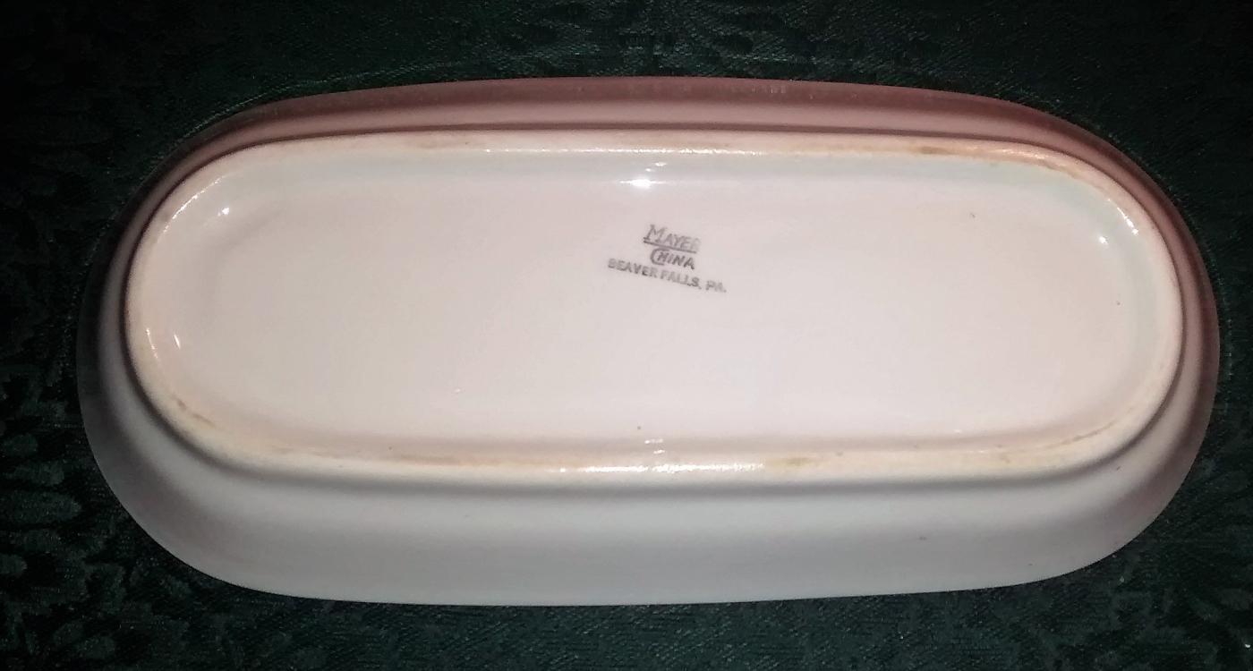 Mayer Arbor / King Pin Celery/Relish 40s-60s Restaurant China Red/White 10.25