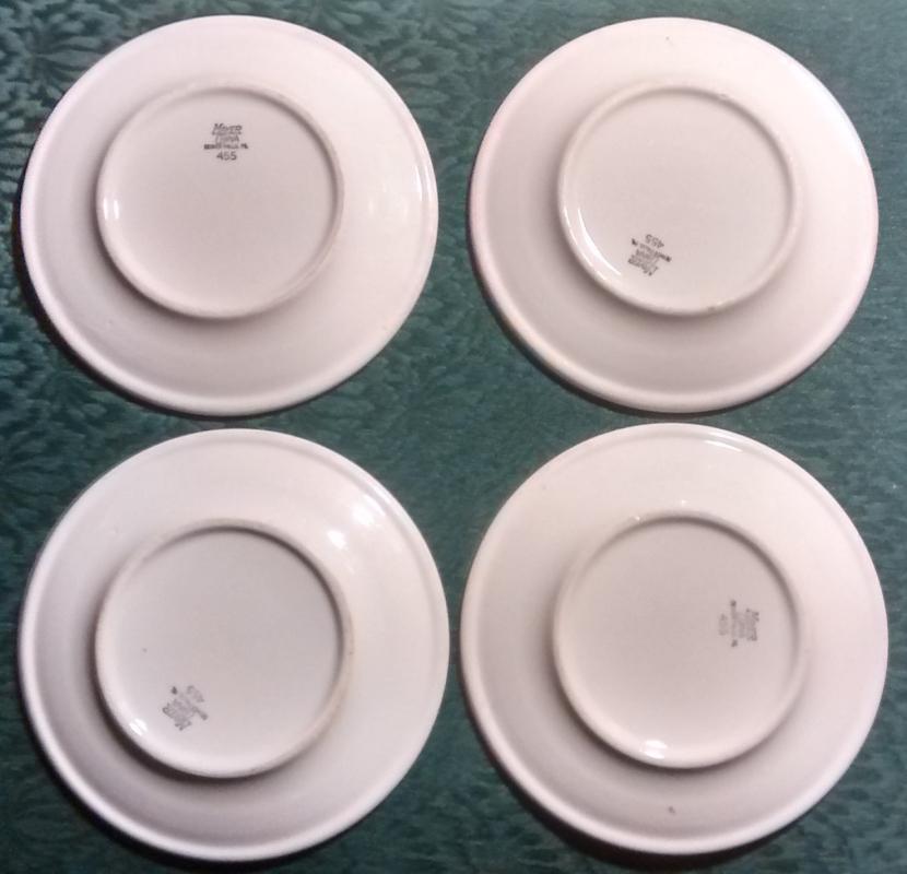 Mayer Arbor / King Pin Plate Set/4 40s-60s Restaurant China Red/Wh 6.25