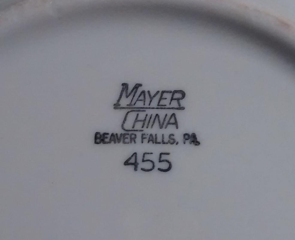 Mayer Arbor / King Pin Plate Set/4 40s-60s Restaurant China Red/Wh 6.25