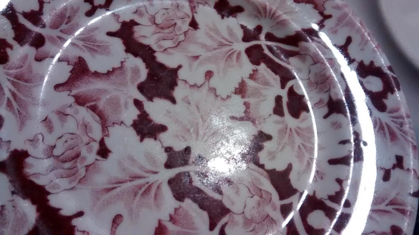 Mayer Arbor / King Pin Plate Set/4 40s-60s Restaurant China Red/Wh 6.25