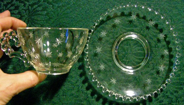 Imperial Glass Candlewick Starlight Cut #108 Cup & Saucer Clear 1937-61