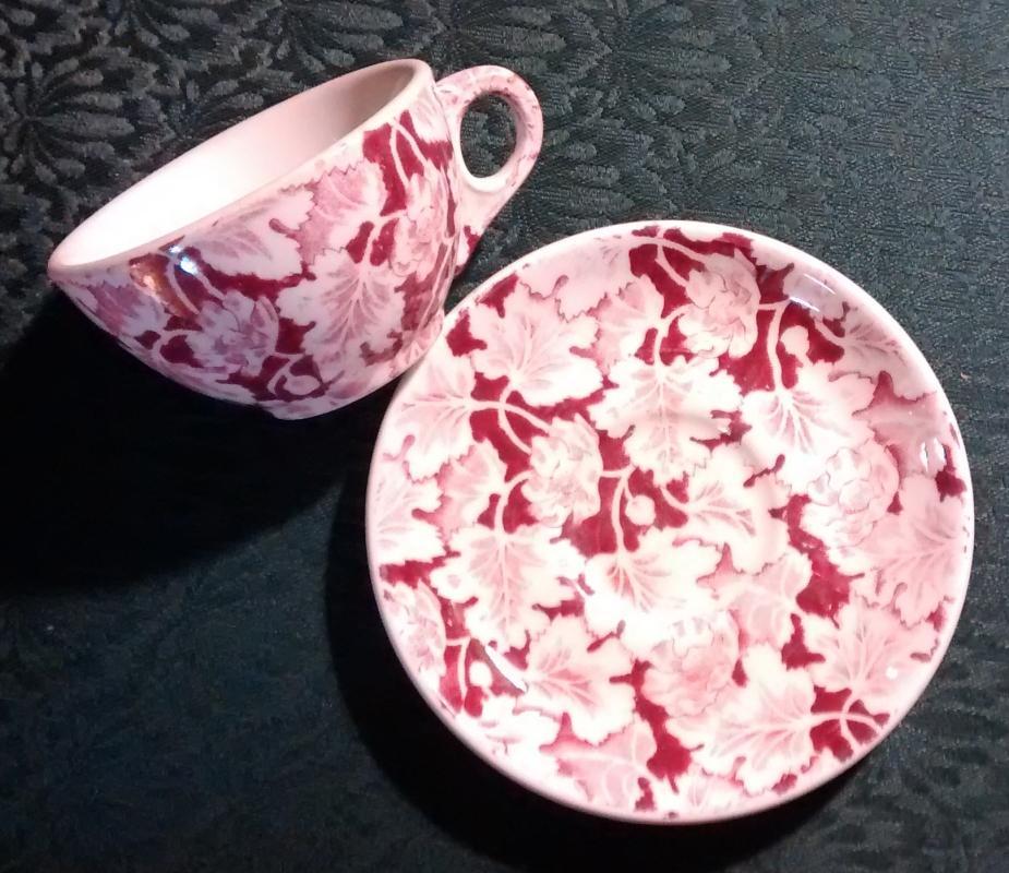 Mayer Arbor / King Pin Cup & Saucer 1950s Restaurant China Red/White