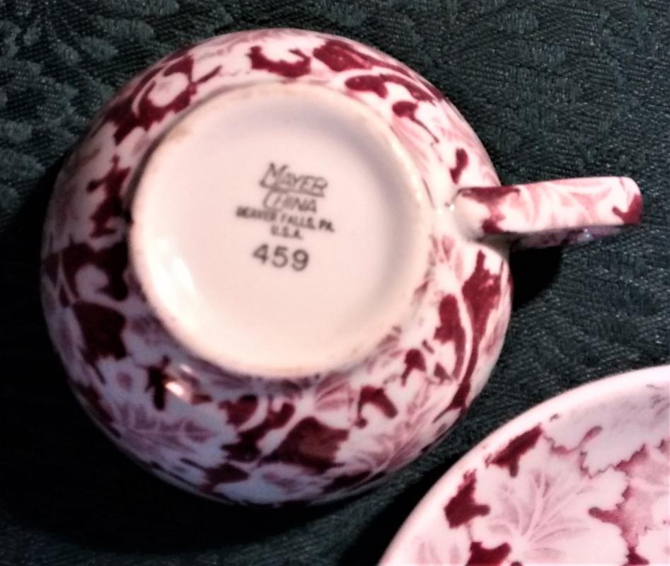 Mayer Arbor / King Pin Cup & Saucer 1950s Restaurant China Red/White