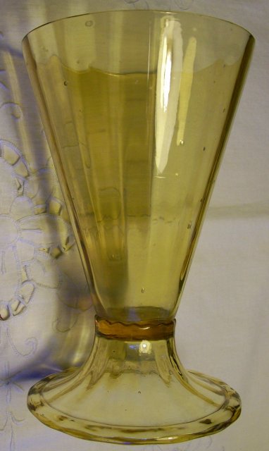 Early Georgian-Style Conical Ale Glass Set/4 Folded Foot Rim Honey Amber 3.5