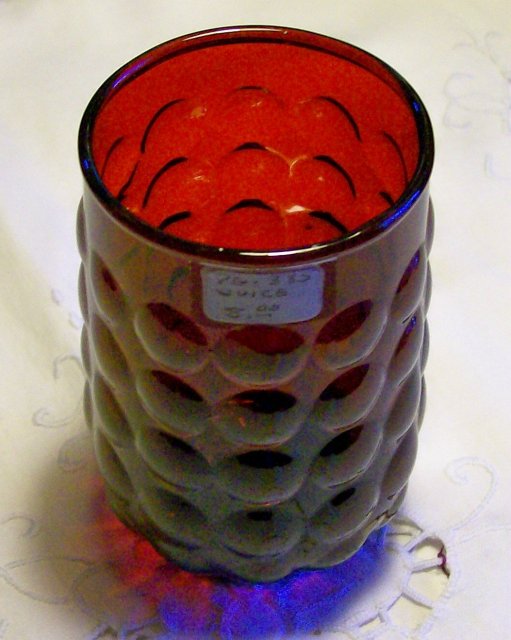 A. Hocking Royal Ruby Bubble Glass Tumbler Set/4 3.75