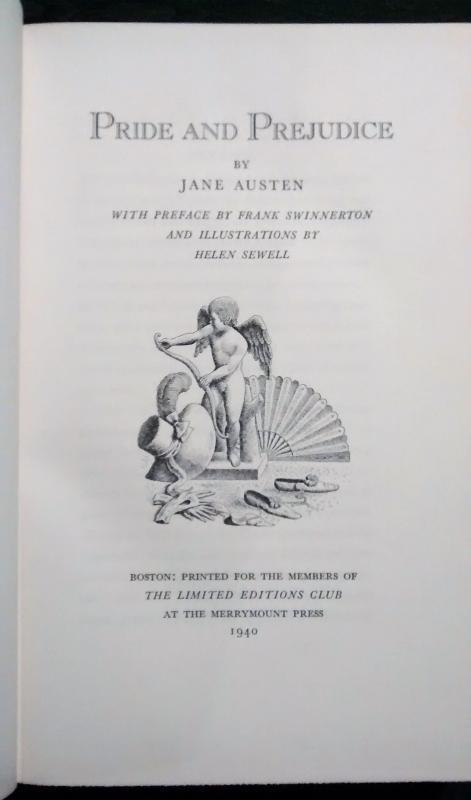 Pride and Prejudice by Jane Austen Limited Editions Club 1940 w/Slipcase