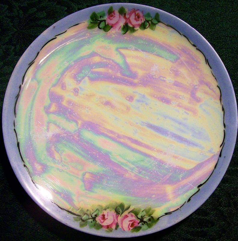 Bavarian Plate Set/4 Hand-Painted Roses & Luster 6