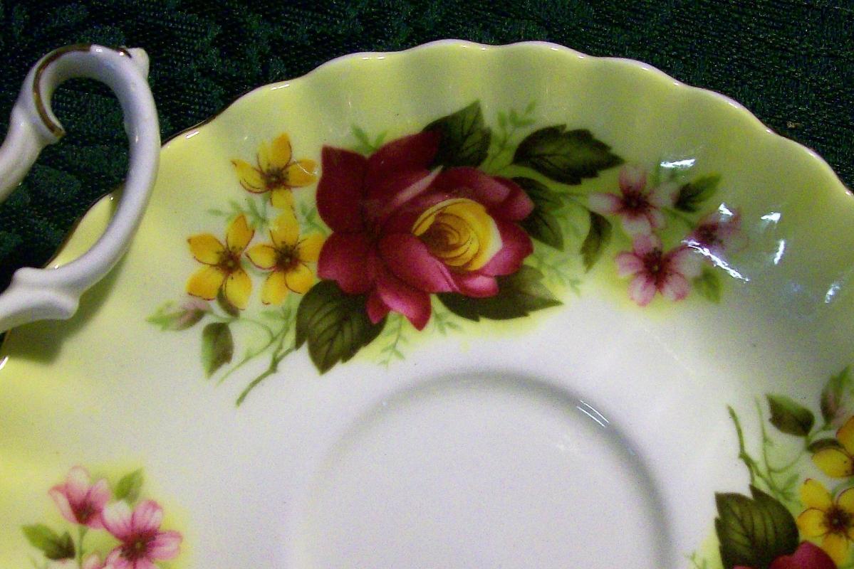 Royal Albert Bone China Cup & Saucer Radiance Series Rose on Yellow