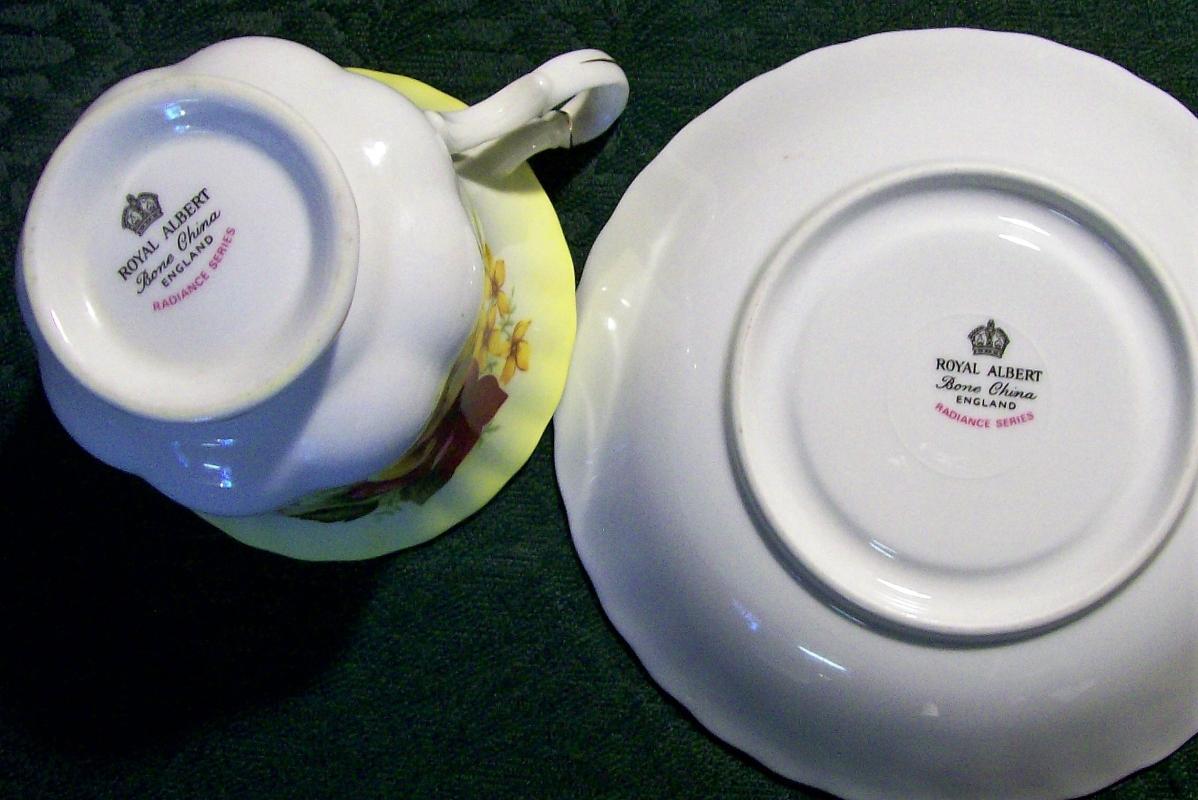 Royal Albert Bone China Cup & Saucer Radiance Series Rose on Yellow