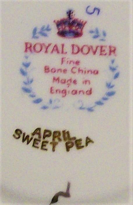 Royal Dover Bone China Cup & Saucer April Sweet Pea 1950s
