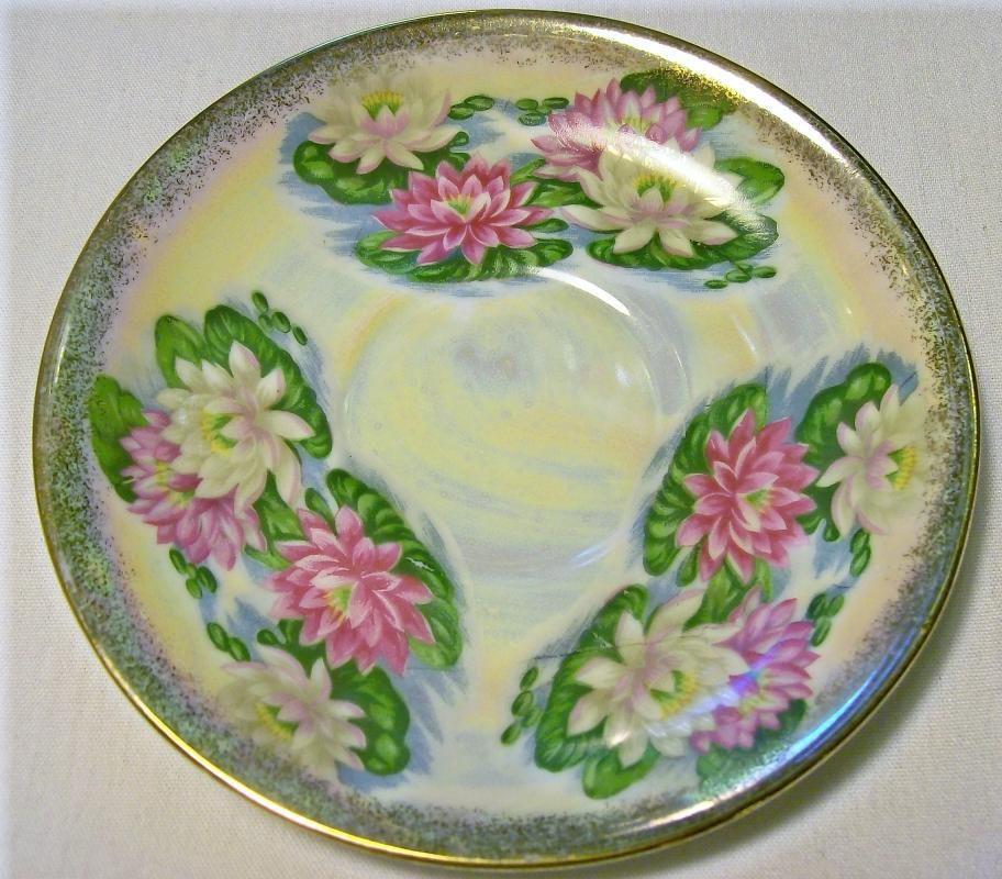 Water Lily Cup & Saucer Ca. 1950s Pedestal Luster