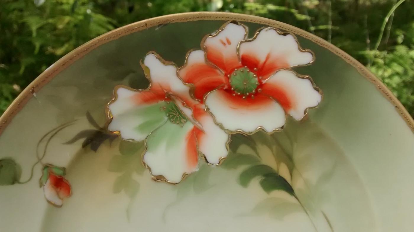 Noritake Nippon Gold Encrusted Plate w/Orange Poppies HP 7 5/8
