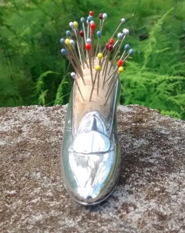 Gorham Sterling Silver Shoe Pincushion w/Pins 1909