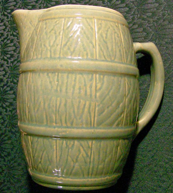 Zanesville Stoneware Pitcher: Barrel Form #43B Green 8.5