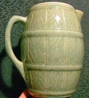 Zanesville Stoneware Pitcher: Barrel Form #43B Green 8.5