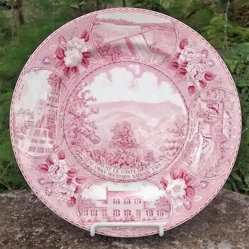 Smoky Mountains National Park Souvenir Plate Red Transfer 10