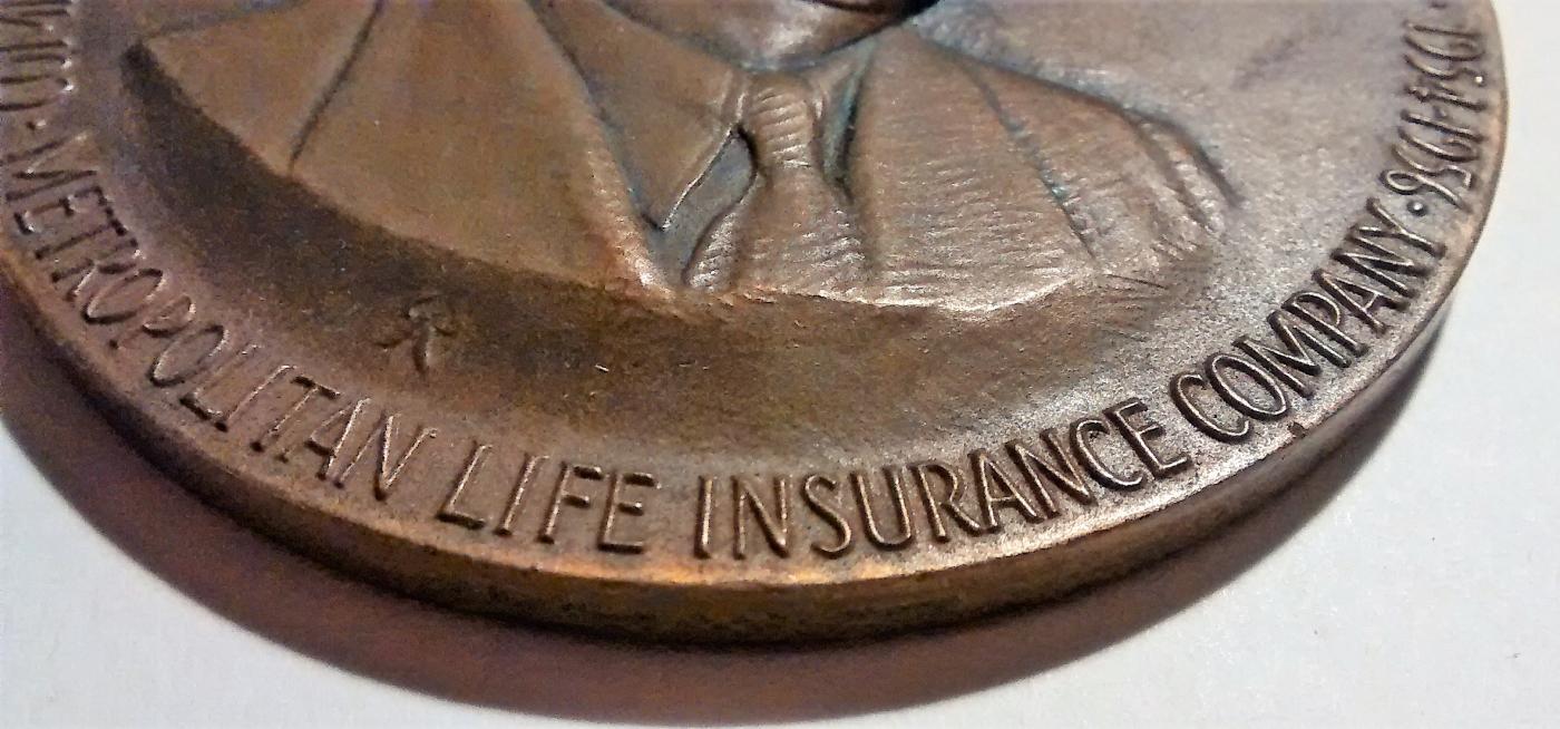 Advertising Bronze Paperweight Metropolitan Life Insurance 1956