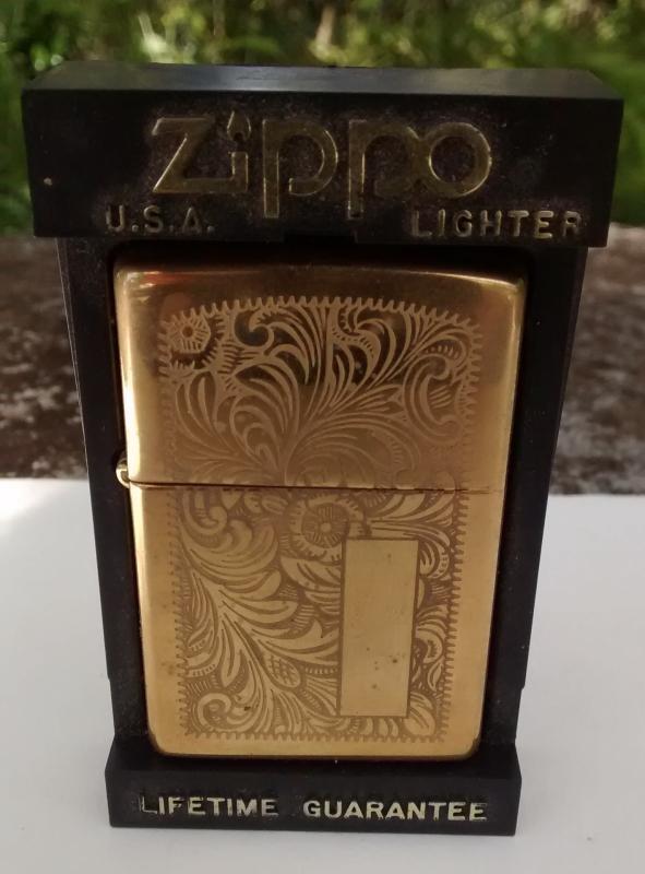 Zippo Lighter Brass Venetian Unused 1998 Partial Case/Paperwork