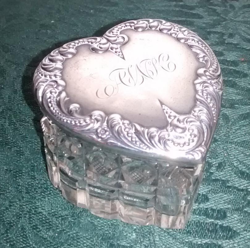 Sterling Silver & Crystal Heart-Shaped Box Foster & Bailey Ca. 1900