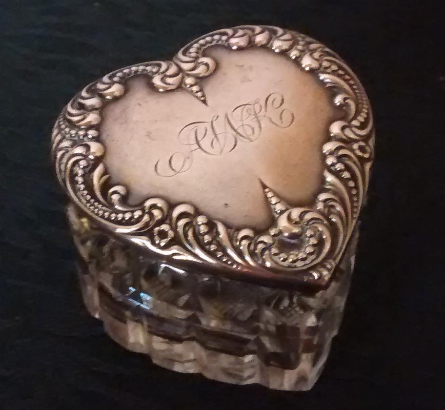 Sterling Silver & Crystal Heart-Shaped Box Foster & Bailey Ca. 1900