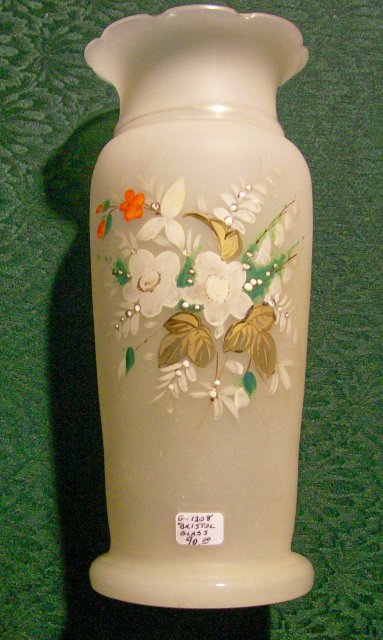 Bristol Glass Vase Hand-Painted Multicolor Florals & Gold Late 1800's 9.5