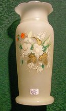 Bristol Glass Vase Hand-Painted Multicolor Florals & Gold Late 1800's 9.5