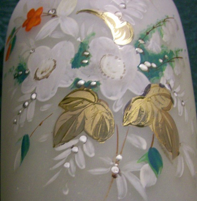 Bristol Glass Vase Hand-Painted Multicolor Florals & Gold Late 1800's 9.5