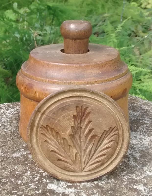 Treenware Butter Mold 1800s Primitive Pine/Rosemary Sprig