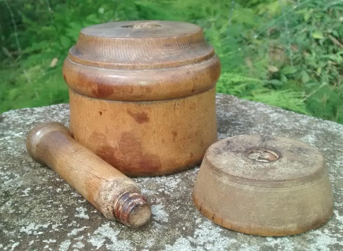 Treenware Butter Mold 1800s Primitive Pine/Rosemary Sprig