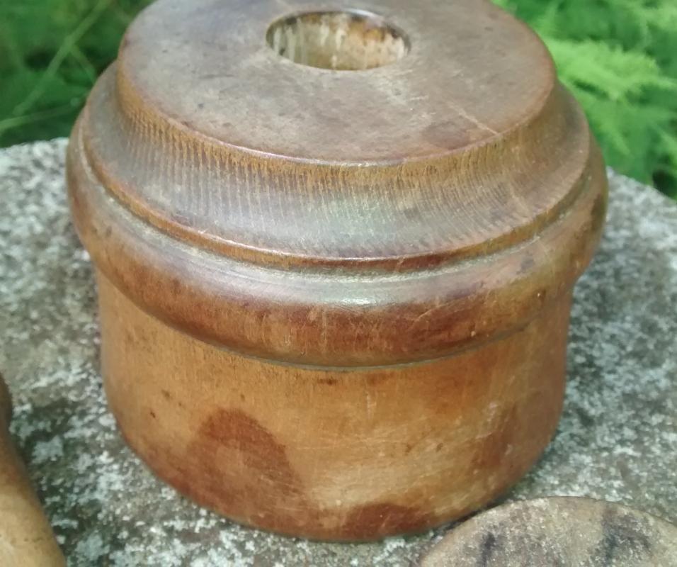 Treenware Butter Mold 1800s Primitive Pine/Rosemary Sprig