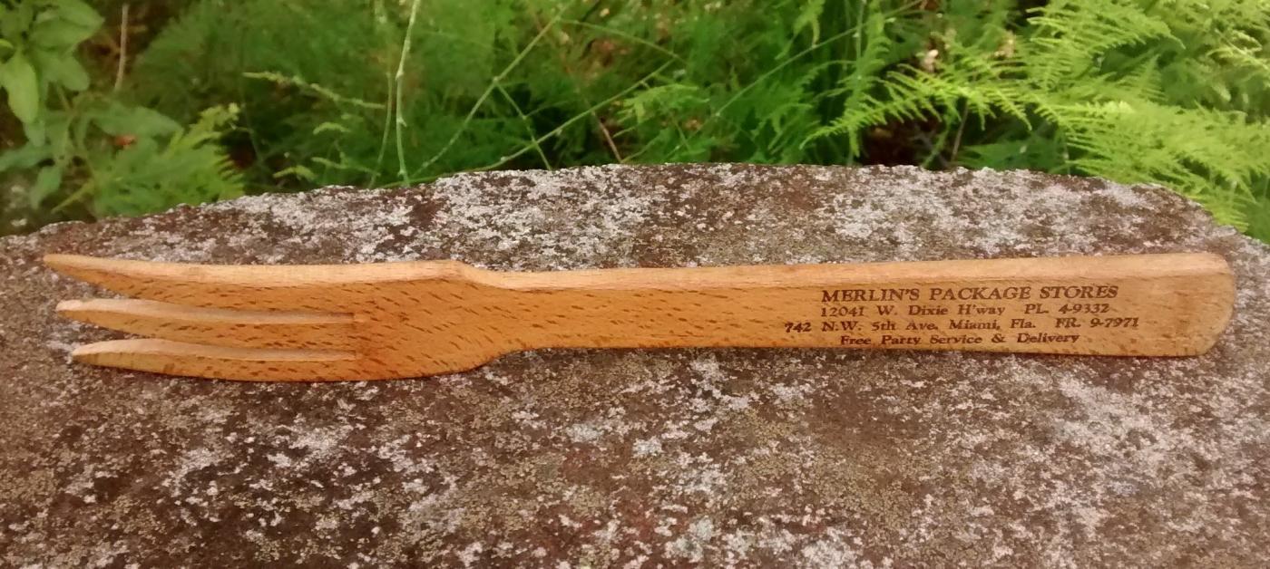 Miami Advertising Fork 1950s Merlin's Package Stores Maple Wood