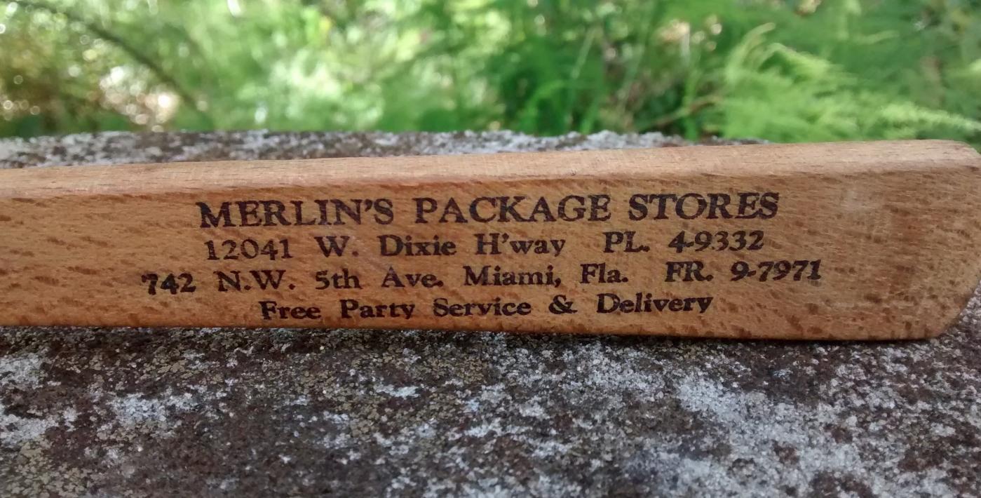 Miami Advertising Fork 1950s Merlin's Package Stores Maple Wood