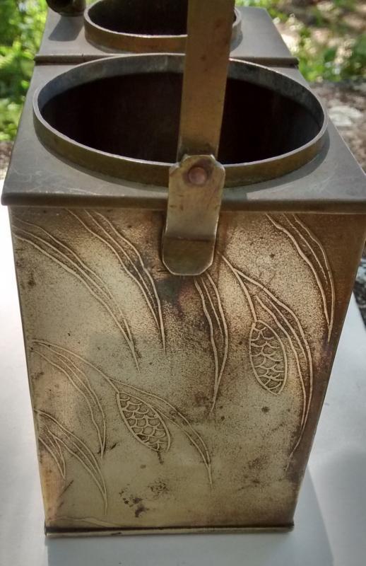 Brass Sake/Tea Warmer/Stove Late 1800s Japan Embossed Quail