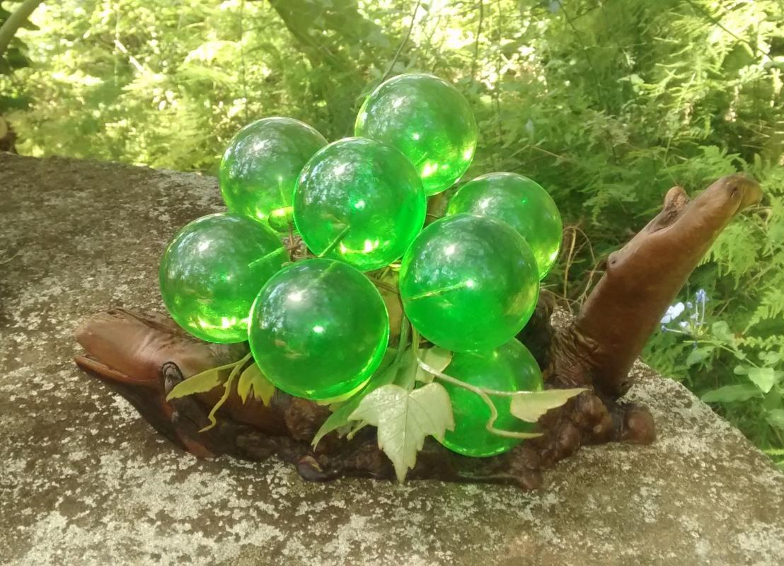 Driftwood & Acrylic Grape Sculpture 1960s Green