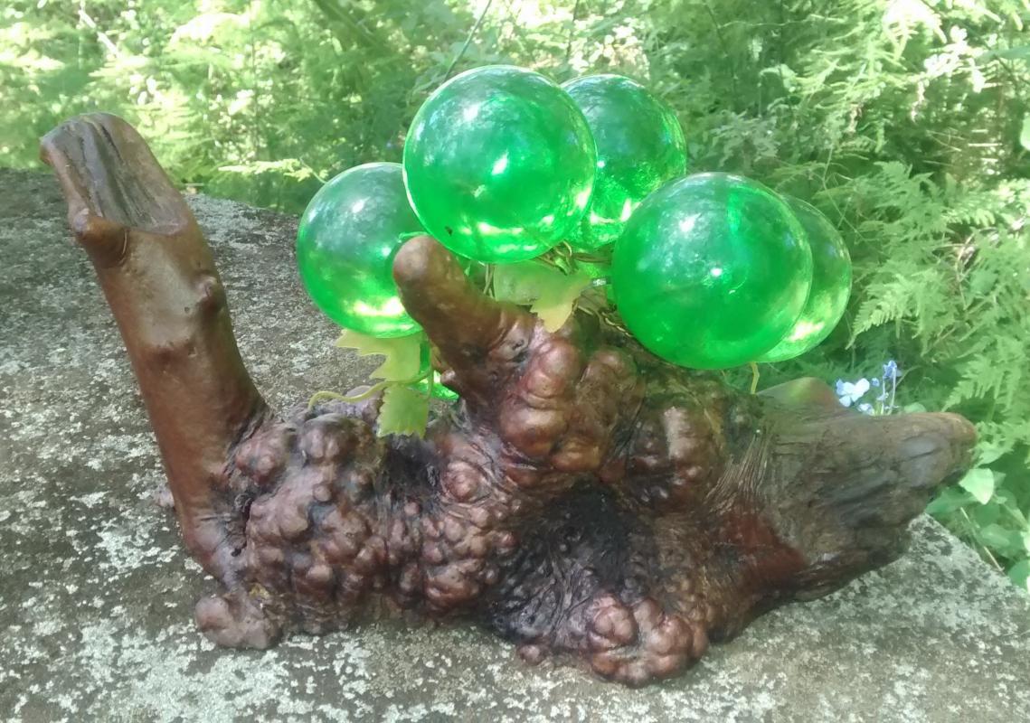 Driftwood & Acrylic Grape Sculpture 1960s Green