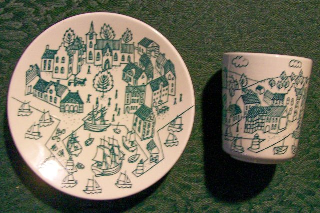 Nymolle Art Faience Ceramic Demitasse Cup & Saucer Pair Ltd Ed #4006 Denmark 1970s Hoyrup
