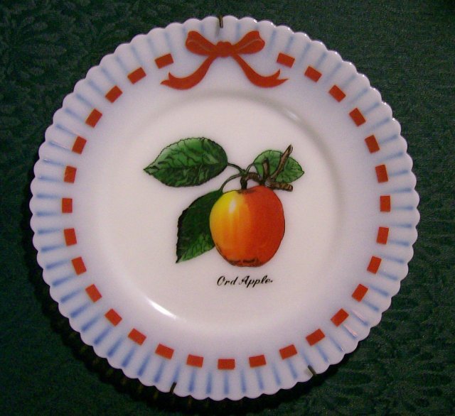 MacBeth Evans Petalware Milk Glass Plate Crab Apple Decal 1930-40 8