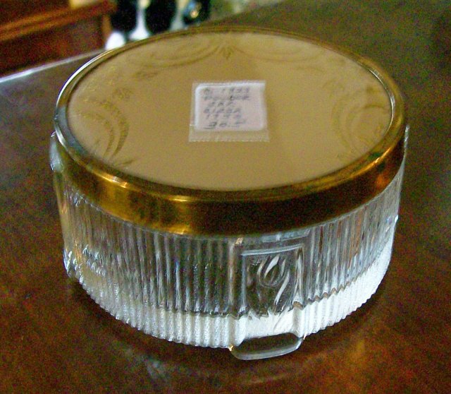 1950's Vanity Powder Jar Metal Lid w/ Celluloid Insert & Enamel