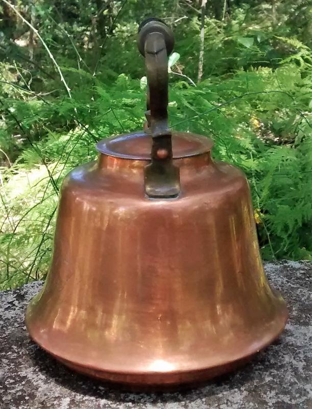 Copper Teapot Hammered Floral Design Brass Handle