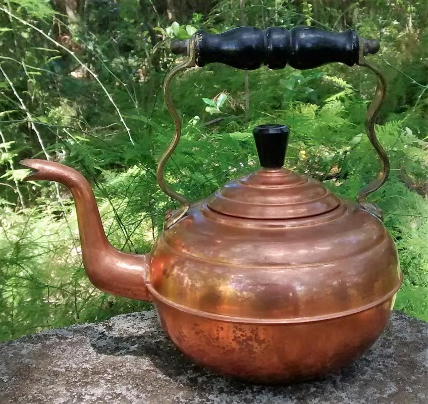 Copper Kettle Brass Handle Gooseneck England Early 1900s