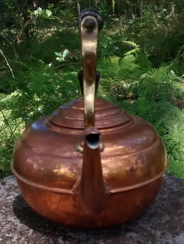 Copper Kettle Brass Handle Gooseneck England Early 1900s