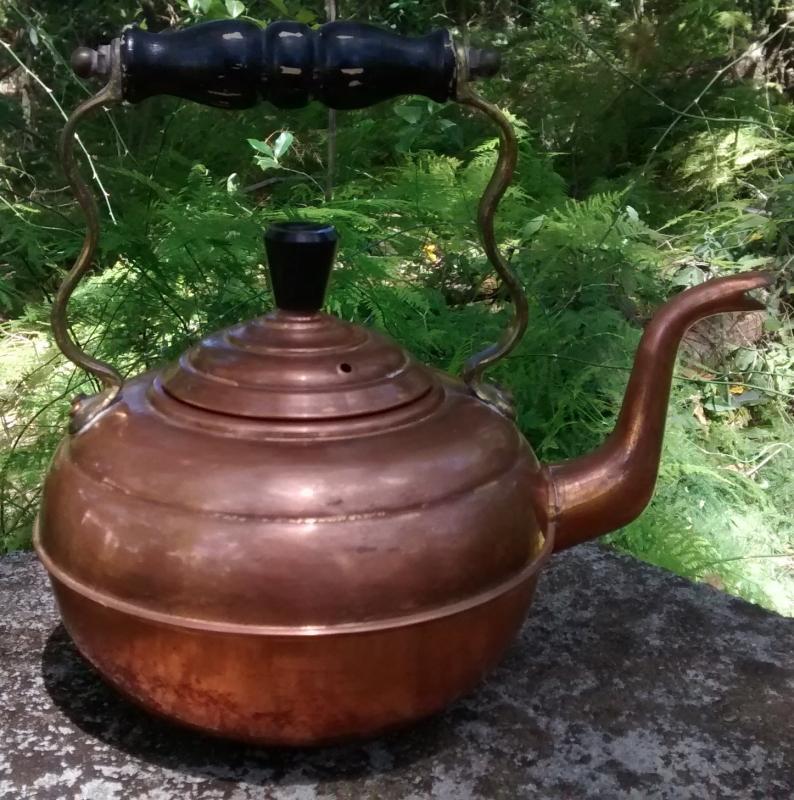 Copper Kettle Brass Handle Gooseneck England Early 1900s