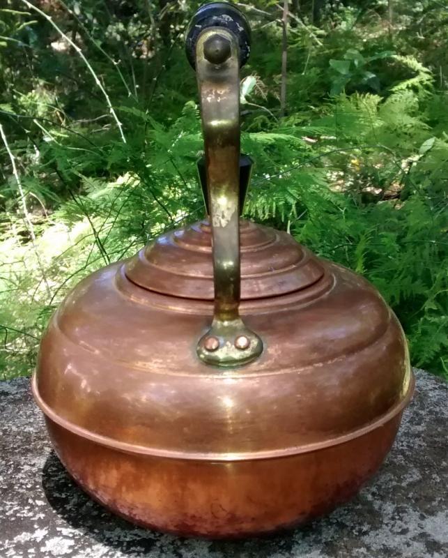 Copper Kettle Brass Handle Gooseneck England Early 1900s