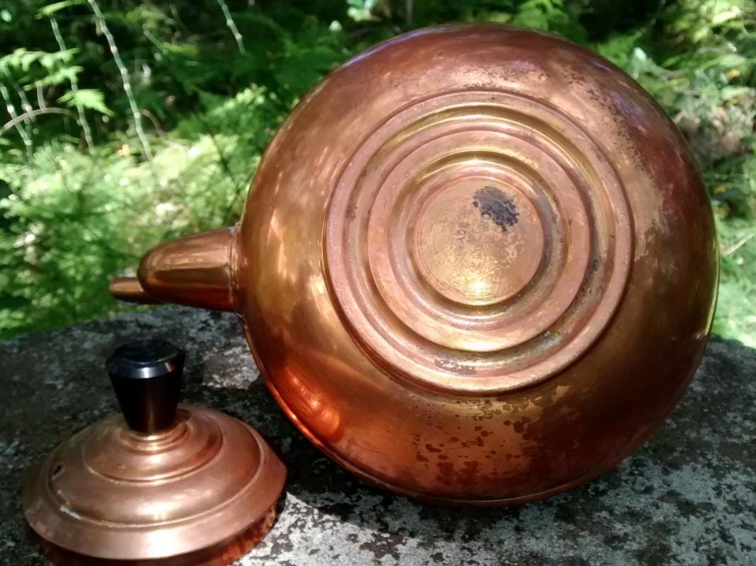 Copper Kettle Brass Handle Gooseneck England Early 1900s